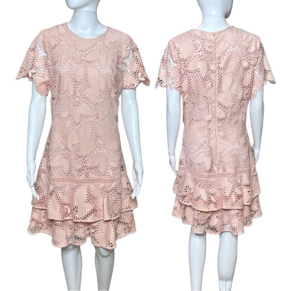 Shoshanna Lara Leaf Lace Cap Sleeve Mini Dress BNWT - Picture 3 of 6